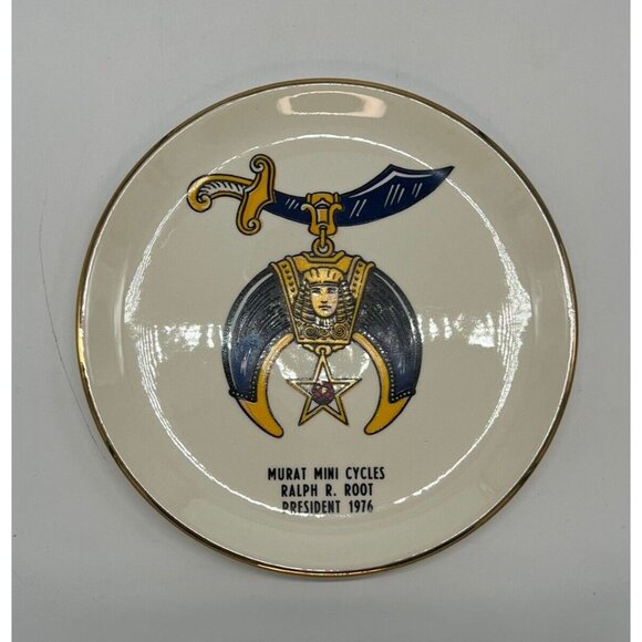 Unknown Other - Shriners Masonic Plate with Gold Rim, 7-1/4" Dia. Nurat Mini Cycles 1976